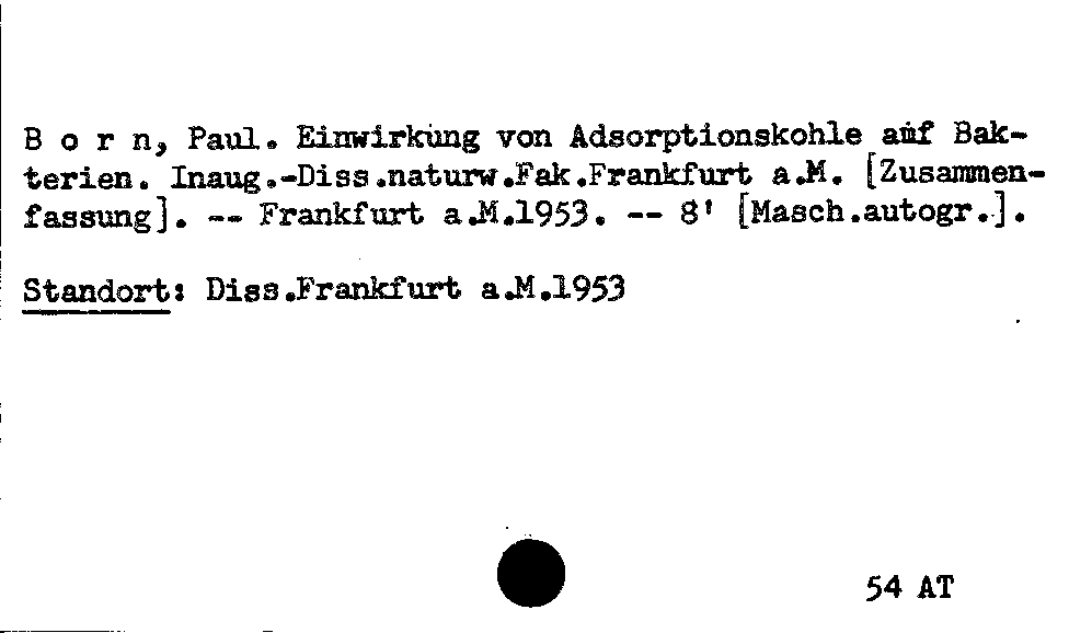 [Katalogkarte Dissertationenkatalog bis 1980]