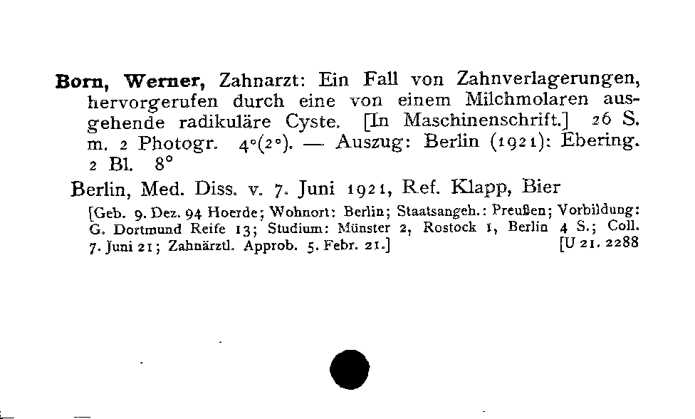 [Katalogkarte Dissertationenkatalog bis 1980]