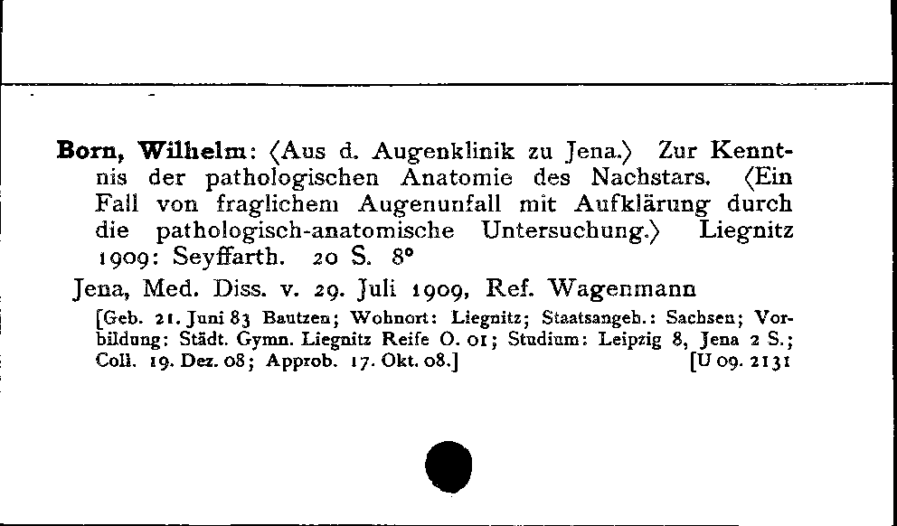 [Katalogkarte Dissertationenkatalog bis 1980]