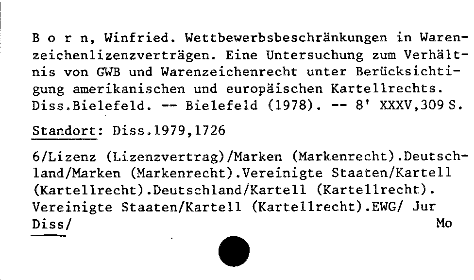 [Katalogkarte Dissertationenkatalog bis 1980]