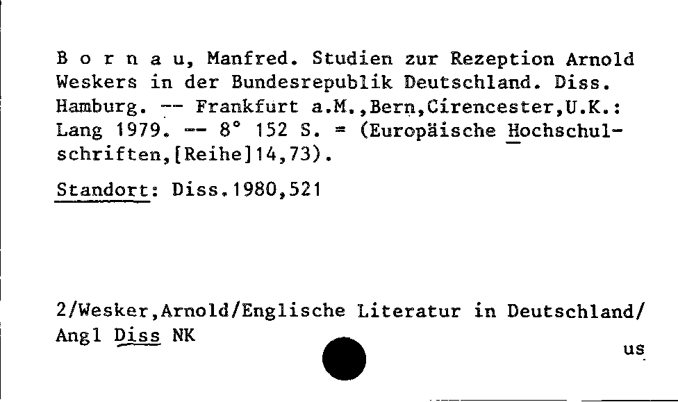 [Katalogkarte Dissertationenkatalog bis 1980]