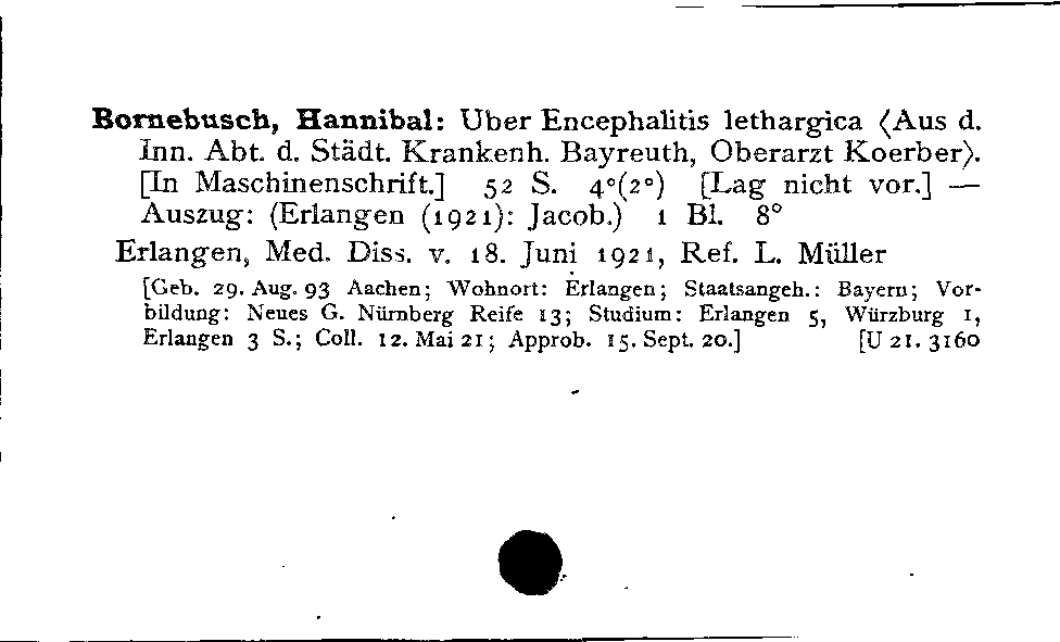 [Katalogkarte Dissertationenkatalog bis 1980]