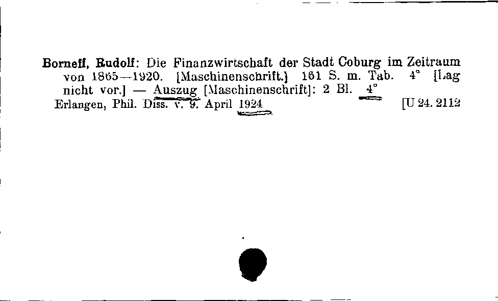 [Katalogkarte Dissertationenkatalog bis 1980]