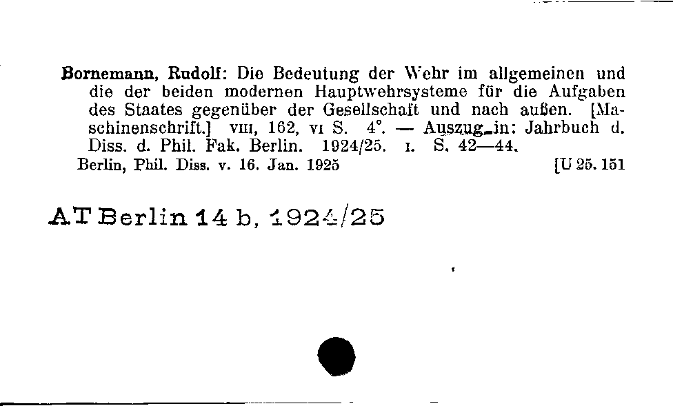 [Katalogkarte Dissertationenkatalog bis 1980]