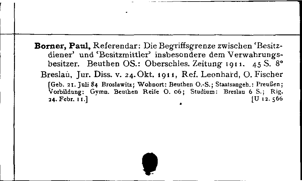 [Katalogkarte Dissertationenkatalog bis 1980]