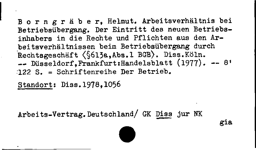 [Katalogkarte Dissertationenkatalog bis 1980]