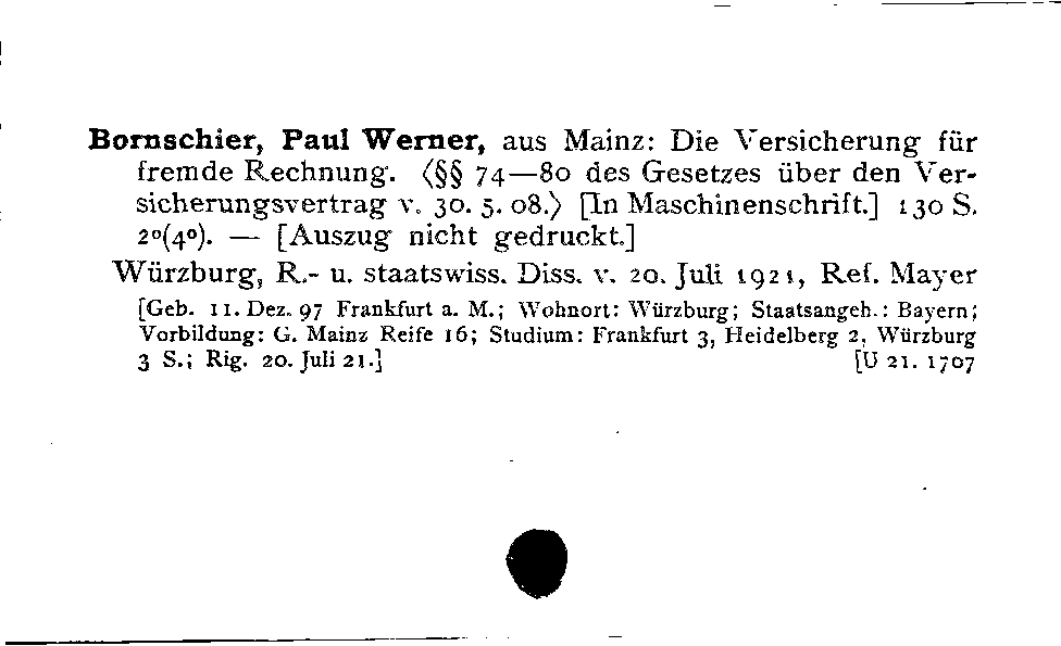 [Katalogkarte Dissertationenkatalog bis 1980]