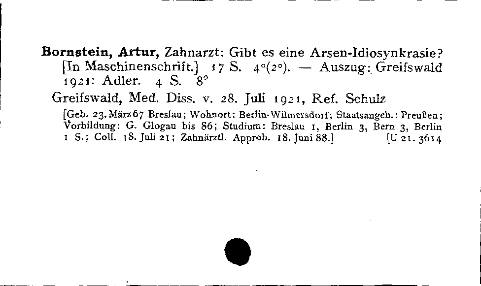 [Katalogkarte Dissertationenkatalog bis 1980]