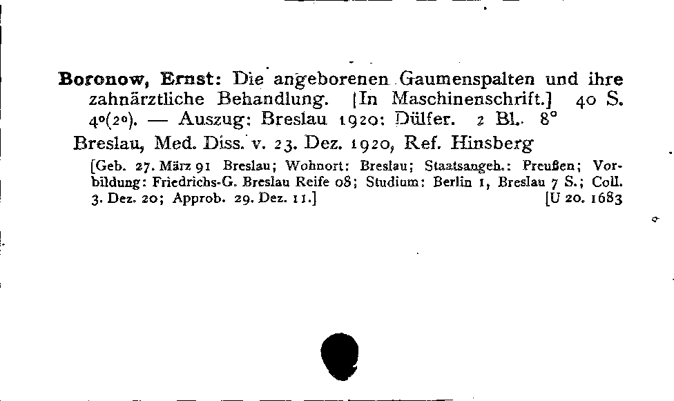 [Katalogkarte Dissertationenkatalog bis 1980]