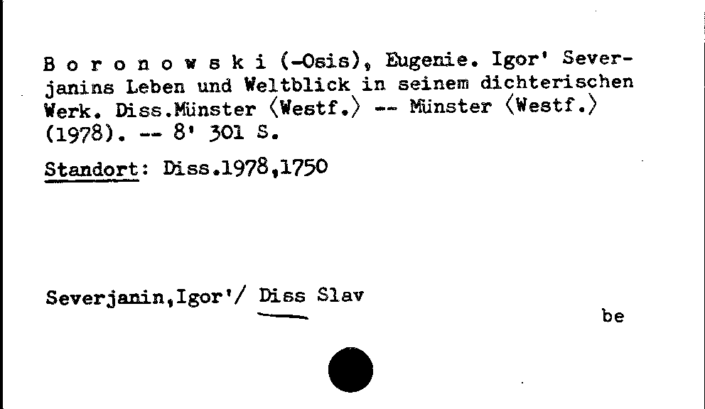 [Katalogkarte Dissertationenkatalog bis 1980]