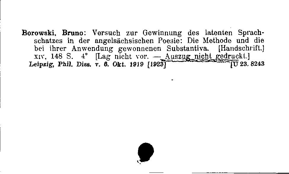 [Katalogkarte Dissertationenkatalog bis 1980]