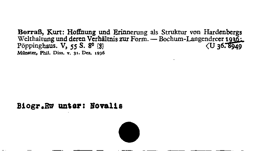 [Katalogkarte Dissertationenkatalog bis 1980]