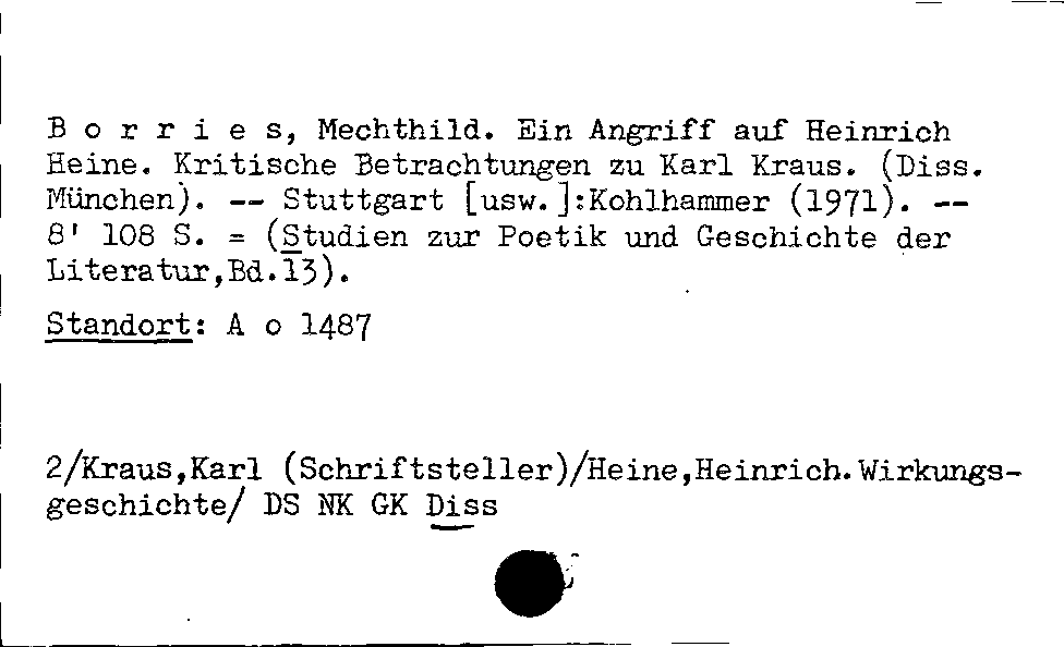 [Katalogkarte Dissertationenkatalog bis 1980]