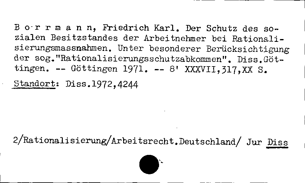 [Katalogkarte Dissertationenkatalog bis 1980]