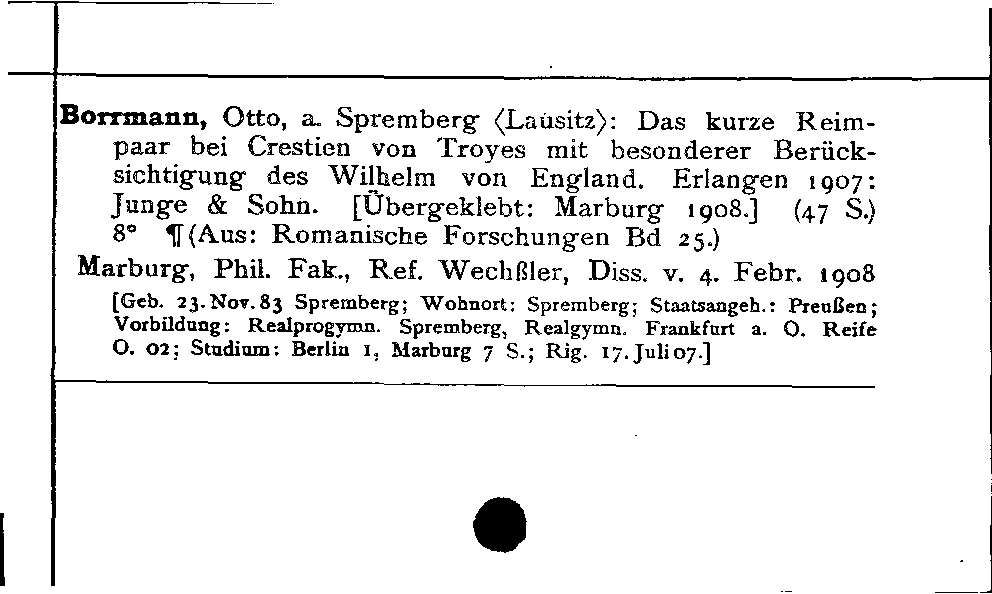 [Katalogkarte Dissertationenkatalog bis 1980]