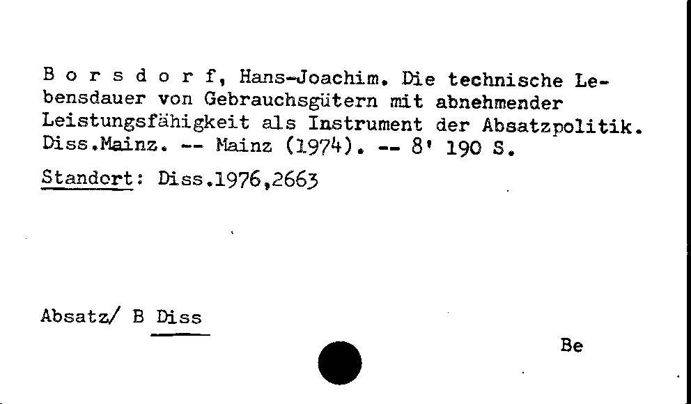 [Katalogkarte Dissertationenkatalog bis 1980]