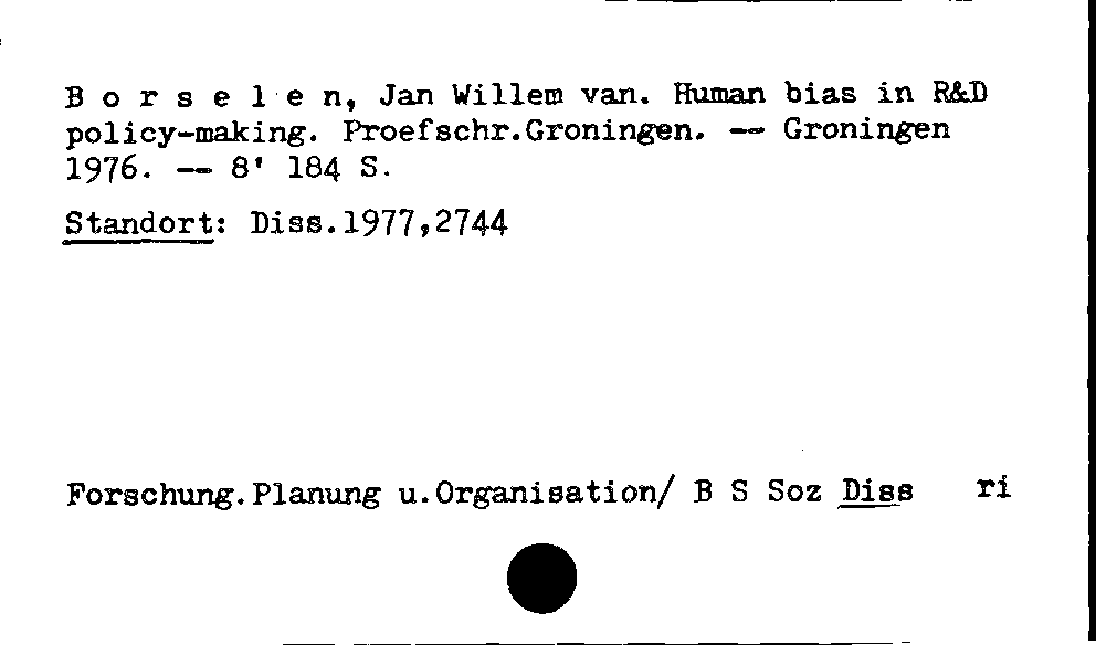 [Katalogkarte Dissertationenkatalog bis 1980]