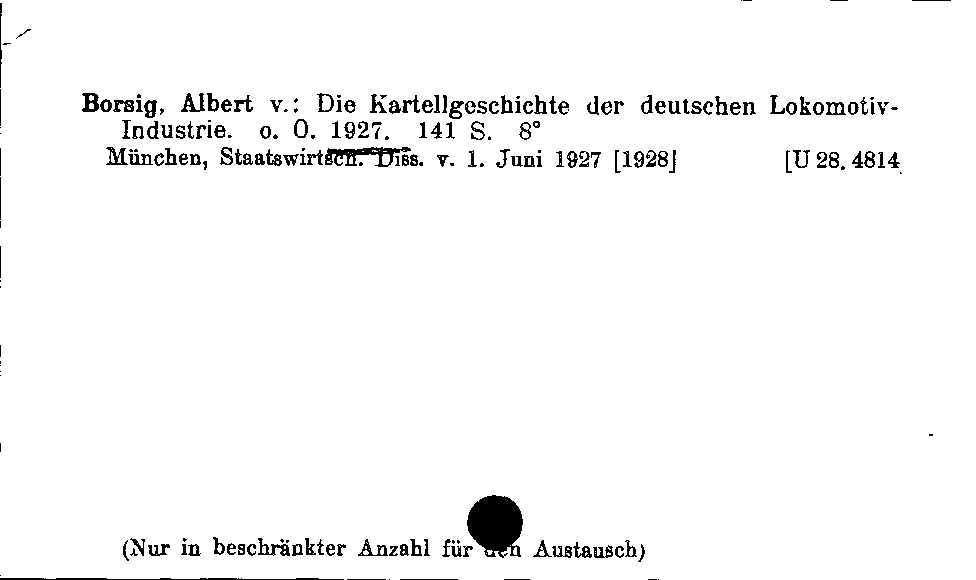 [Katalogkarte Dissertationenkatalog bis 1980]