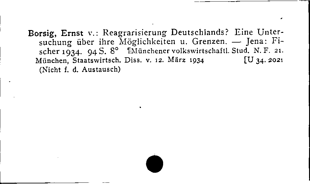 [Katalogkarte Dissertationenkatalog bis 1980]