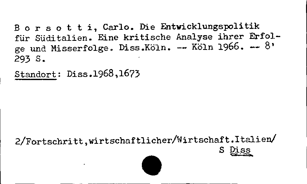 [Katalogkarte Dissertationenkatalog bis 1980]