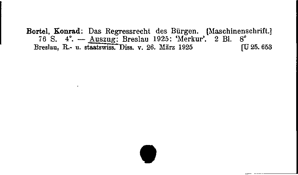 [Katalogkarte Dissertationenkatalog bis 1980]