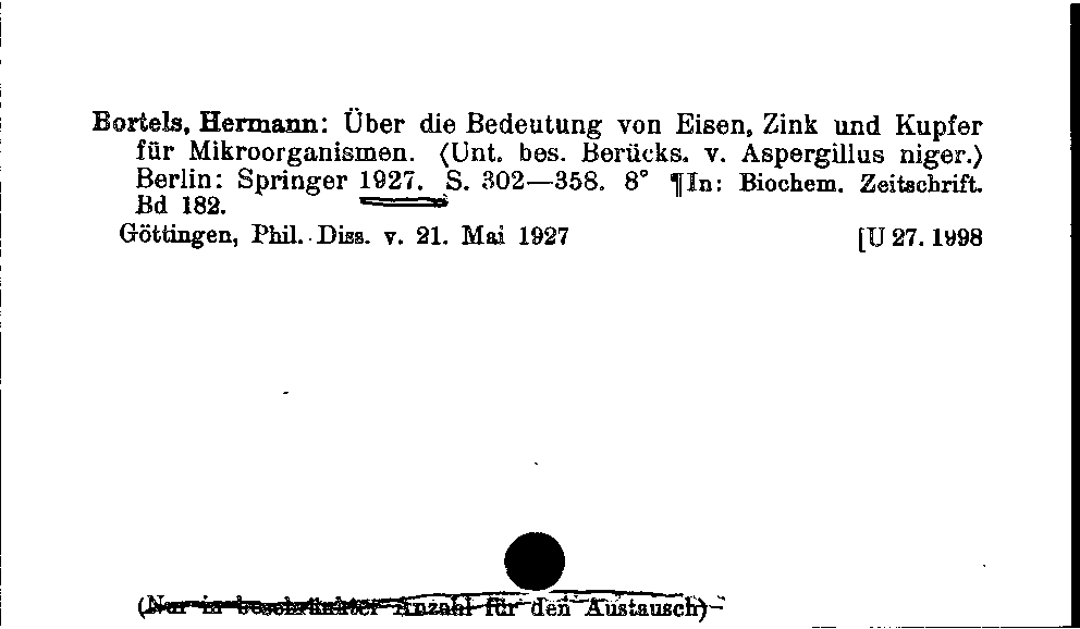 [Katalogkarte Dissertationenkatalog bis 1980]