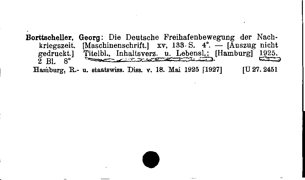 [Katalogkarte Dissertationenkatalog bis 1980]