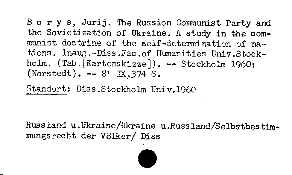 [Katalogkarte Dissertationenkatalog bis 1980]