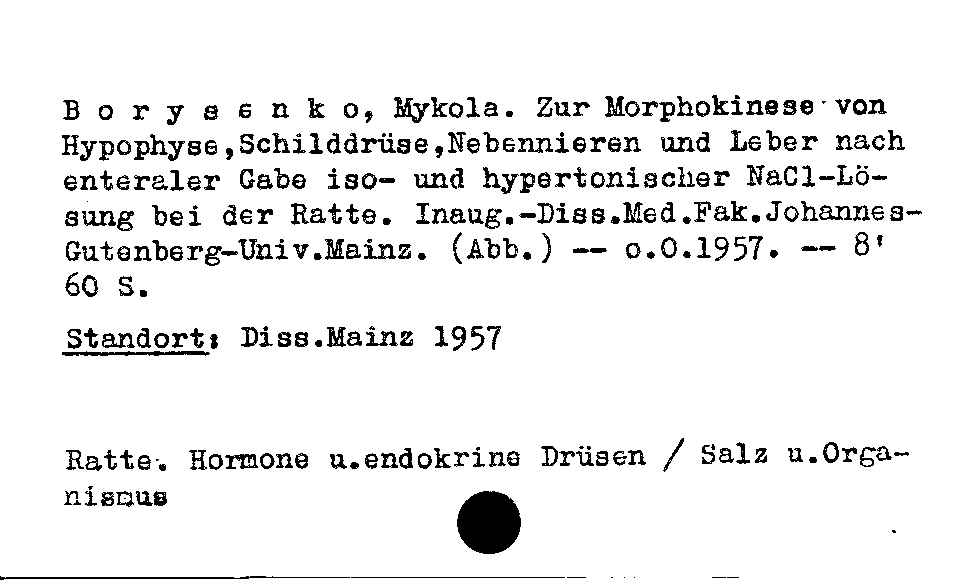 [Katalogkarte Dissertationenkatalog bis 1980]