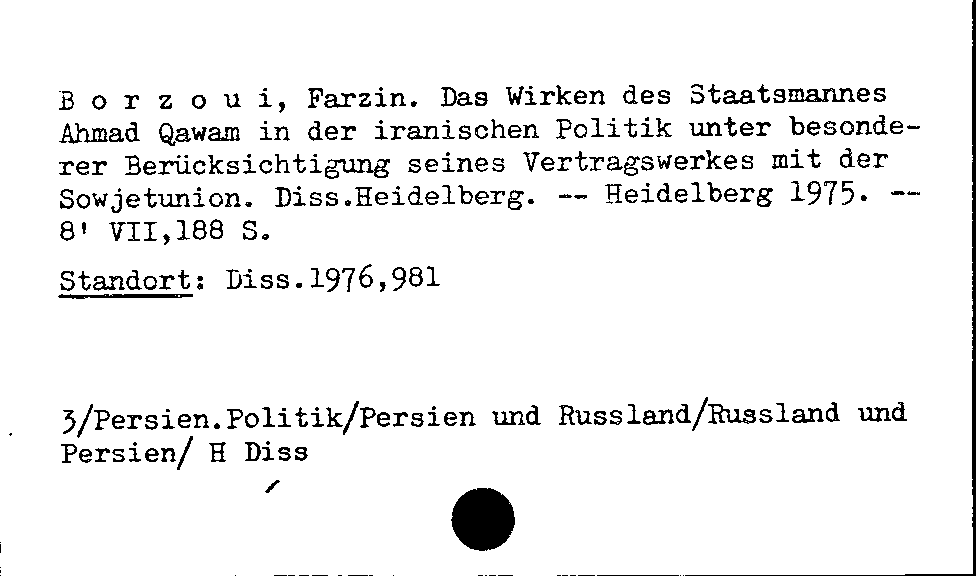 [Katalogkarte Dissertationenkatalog bis 1980]