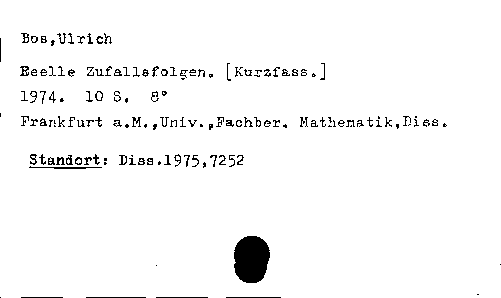 [Katalogkarte Dissertationenkatalog bis 1980]