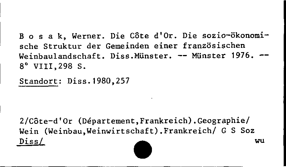 [Katalogkarte Dissertationenkatalog bis 1980]