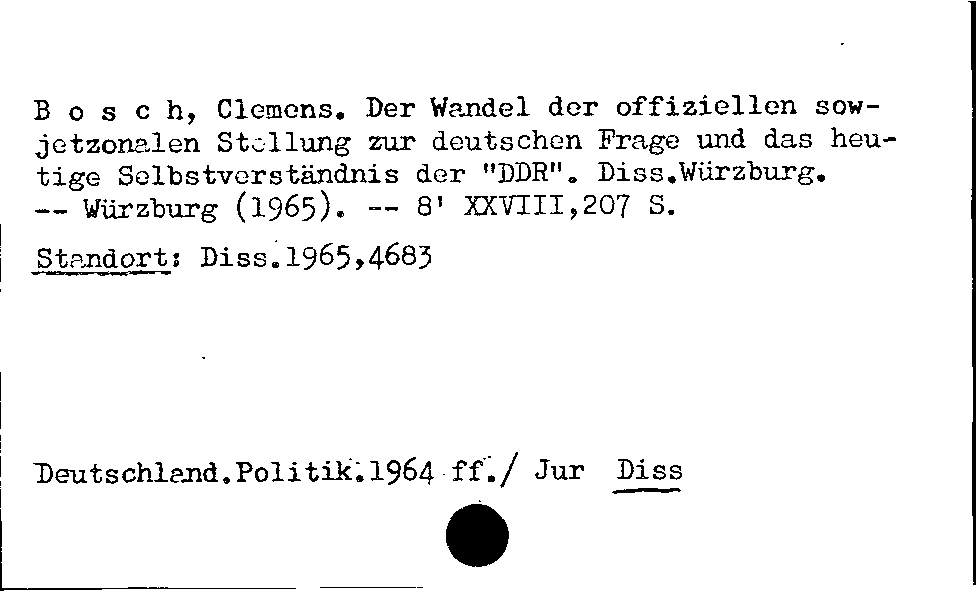 [Katalogkarte Dissertationenkatalog bis 1980]