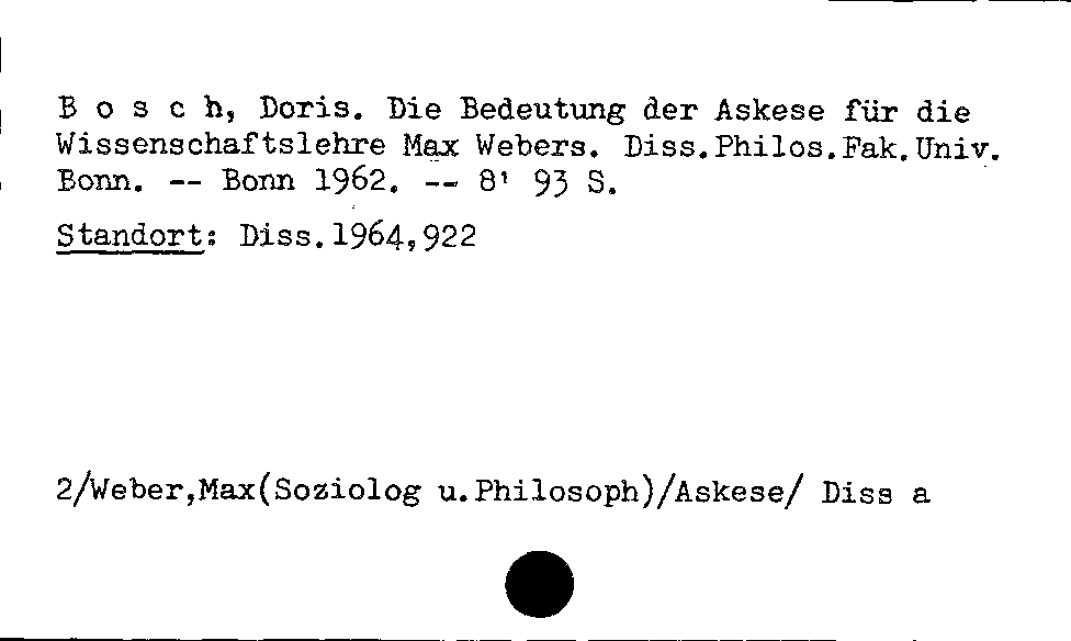 [Katalogkarte Dissertationenkatalog bis 1980]