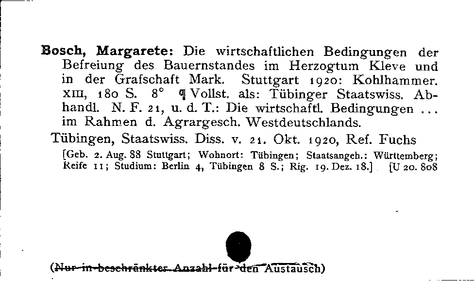 [Katalogkarte Dissertationenkatalog bis 1980]