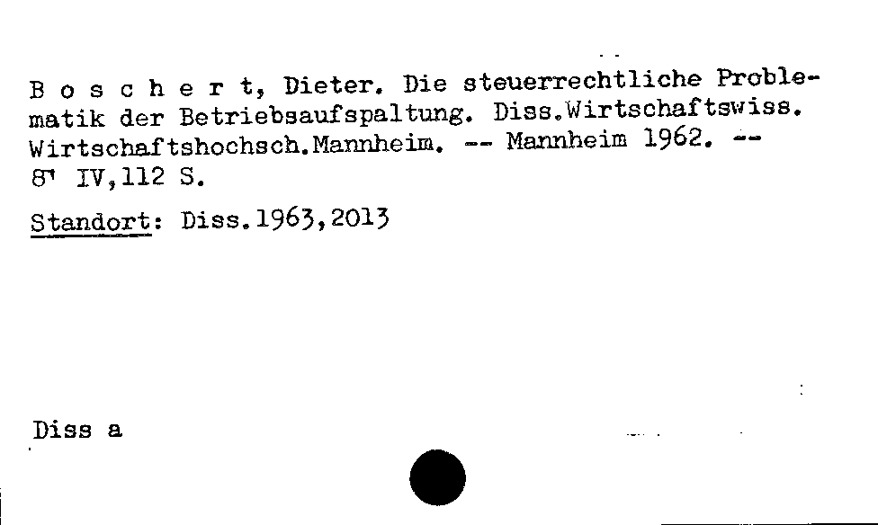 [Katalogkarte Dissertationenkatalog bis 1980]