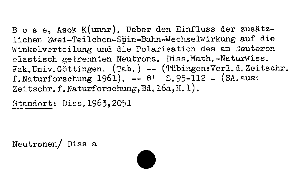 [Katalogkarte Dissertationenkatalog bis 1980]