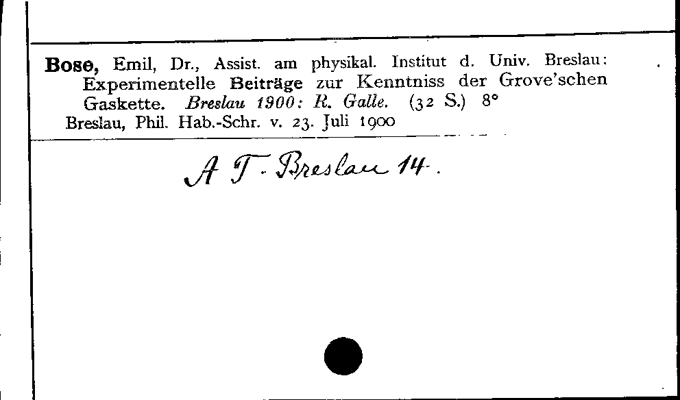 [Katalogkarte Dissertationenkatalog bis 1980]