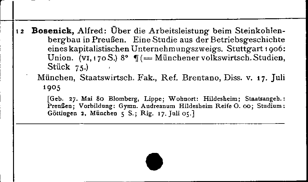 [Katalogkarte Dissertationenkatalog bis 1980]