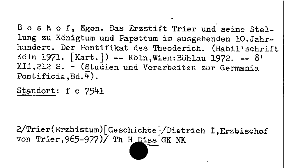 [Katalogkarte Dissertationenkatalog bis 1980]