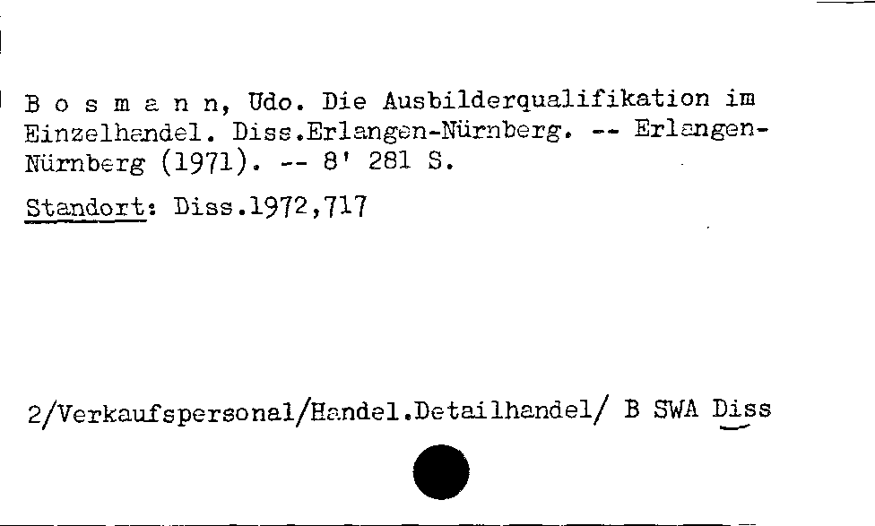 [Katalogkarte Dissertationenkatalog bis 1980]