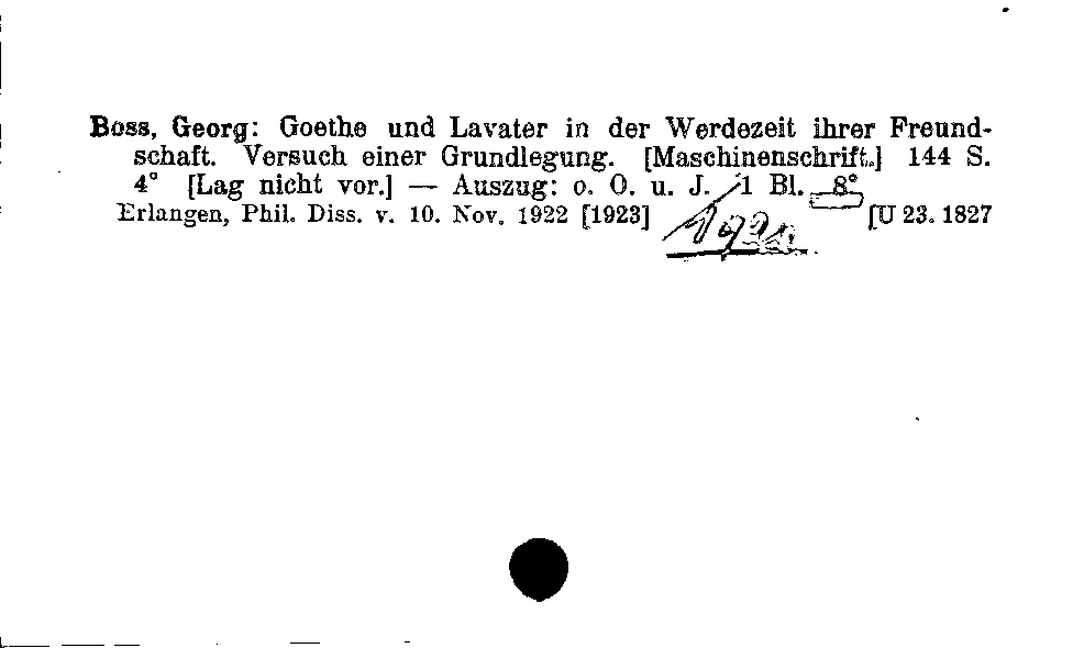 [Katalogkarte Dissertationenkatalog bis 1980]