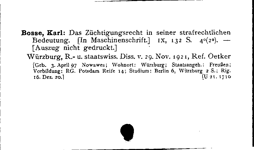 [Katalogkarte Dissertationenkatalog bis 1980]