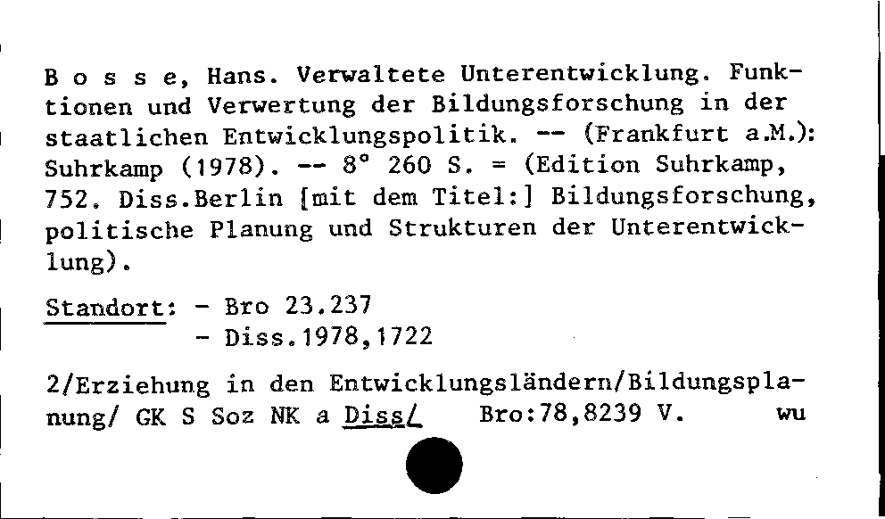 [Katalogkarte Dissertationenkatalog bis 1980]