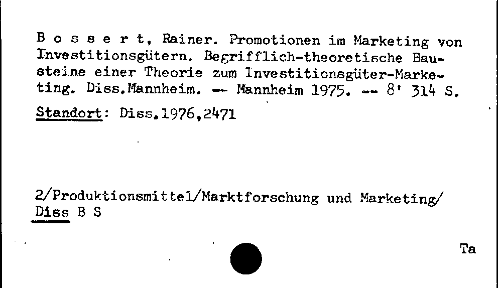 [Katalogkarte Dissertationenkatalog bis 1980]