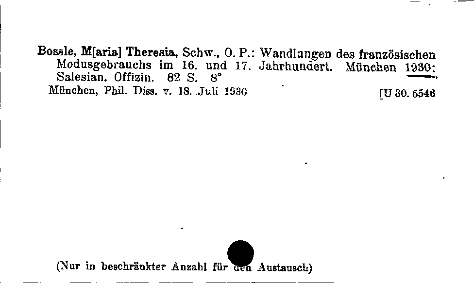 [Katalogkarte Dissertationenkatalog bis 1980]