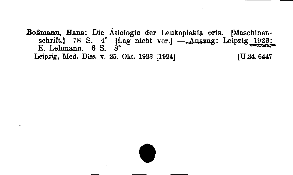 [Katalogkarte Dissertationenkatalog bis 1980]