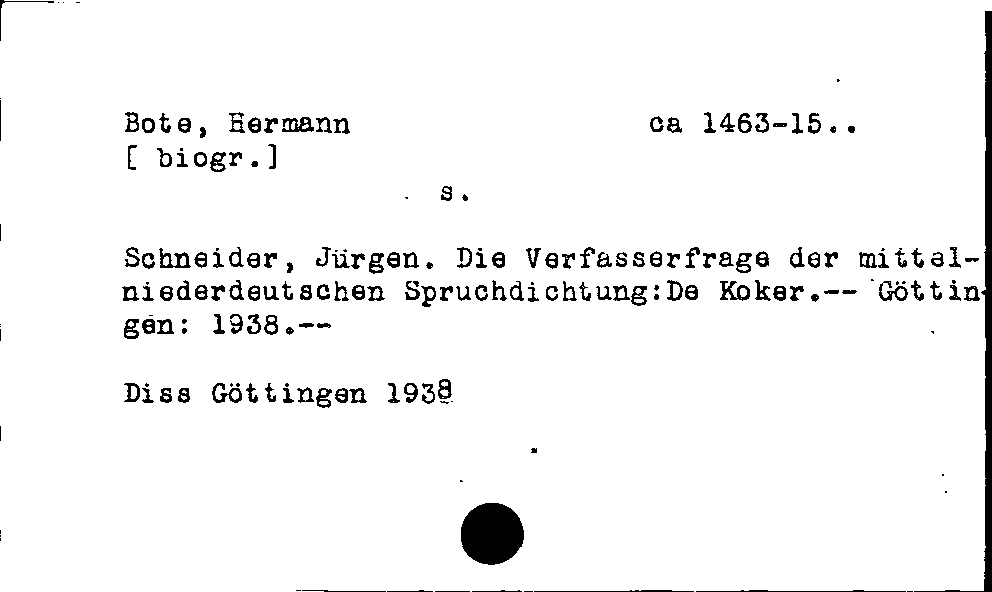 [Katalogkarte Dissertationenkatalog bis 1980]