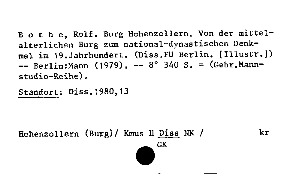 [Katalogkarte Dissertationenkatalog bis 1980]