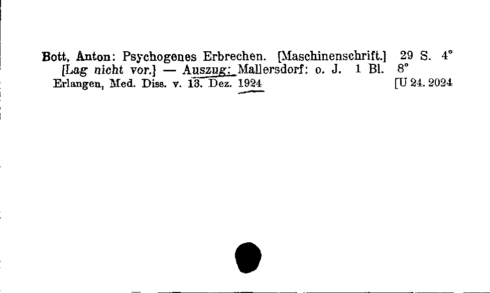 [Katalogkarte Dissertationenkatalog bis 1980]